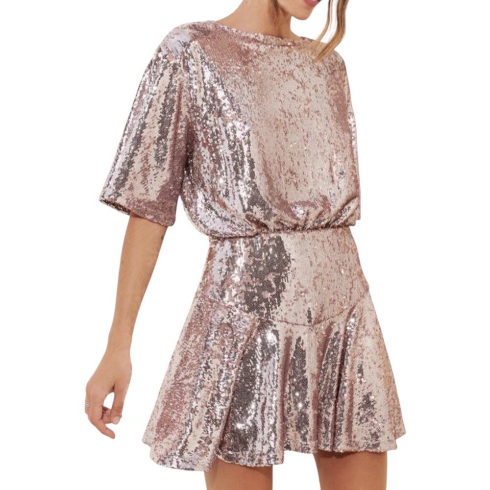Free People Rose Gold Sequin Mini Dress